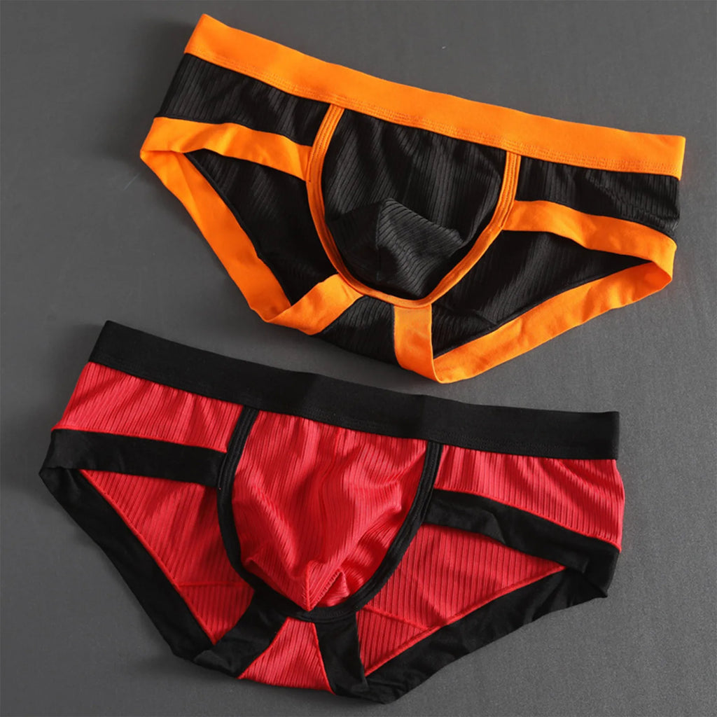 Low Waist Breathable Striped Underwear Briefs for Men