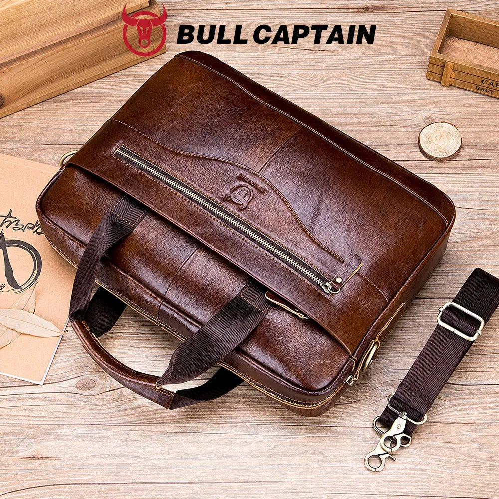 Genuine Leather Laptop Briefcase Messenger Bag for Men