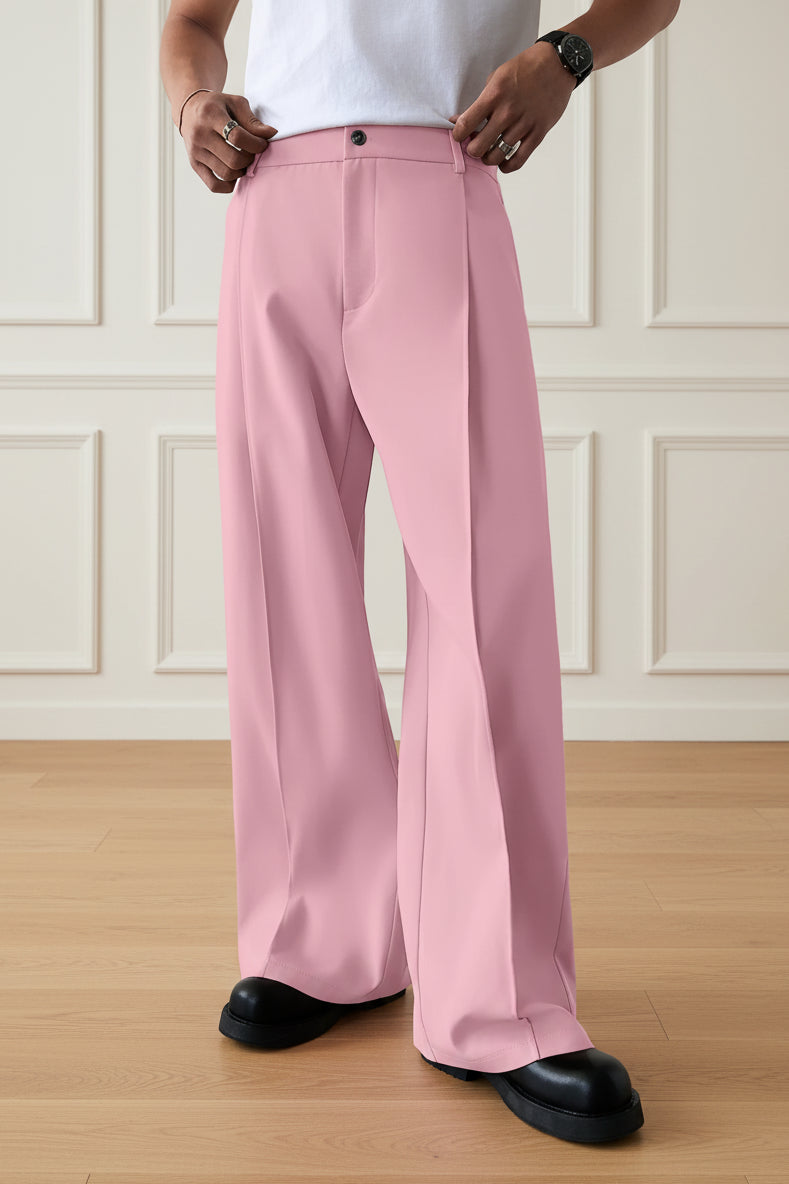 Men High Waist Wide Leg Trousers