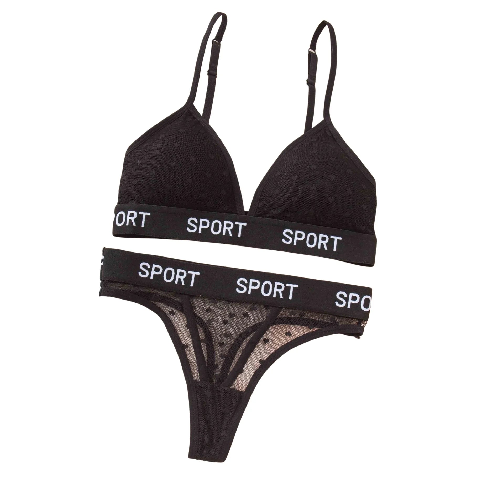 Sheer Lace Bralette and Thong Set for Women