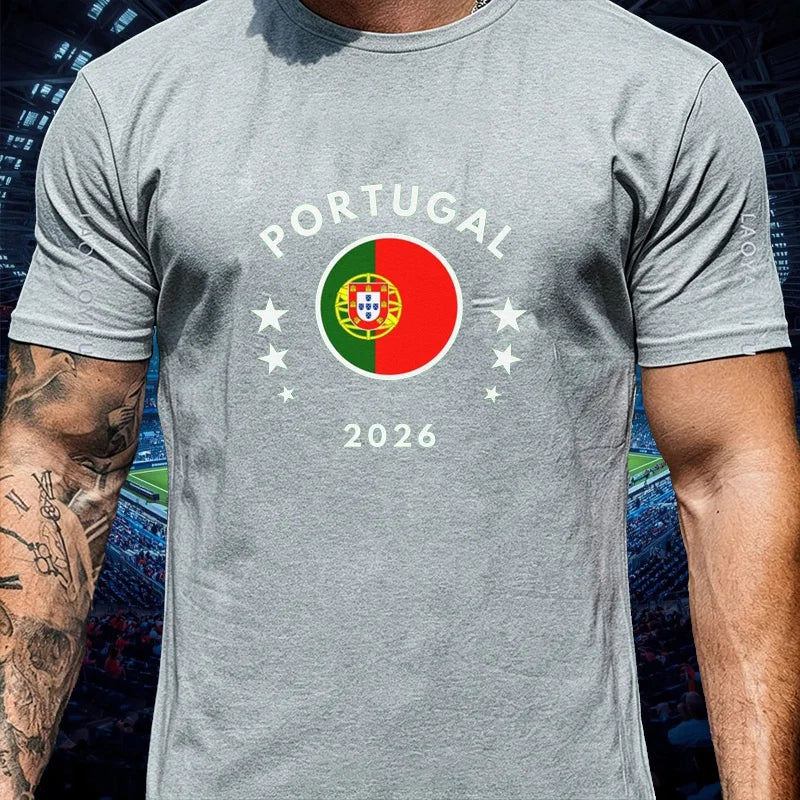 Portugal Football Fan Cotton T Shirt for Men