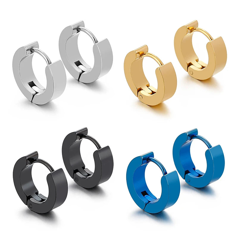 Men Stainless Steel Punk Hoop Earrings