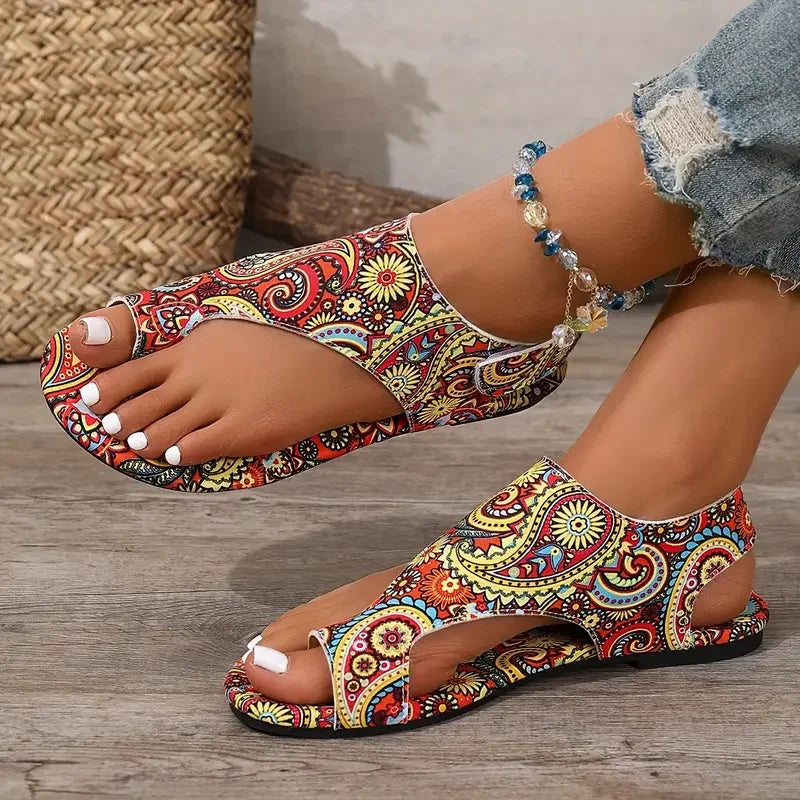 Women Printed Bohemia Roman Style Flat Sandals
