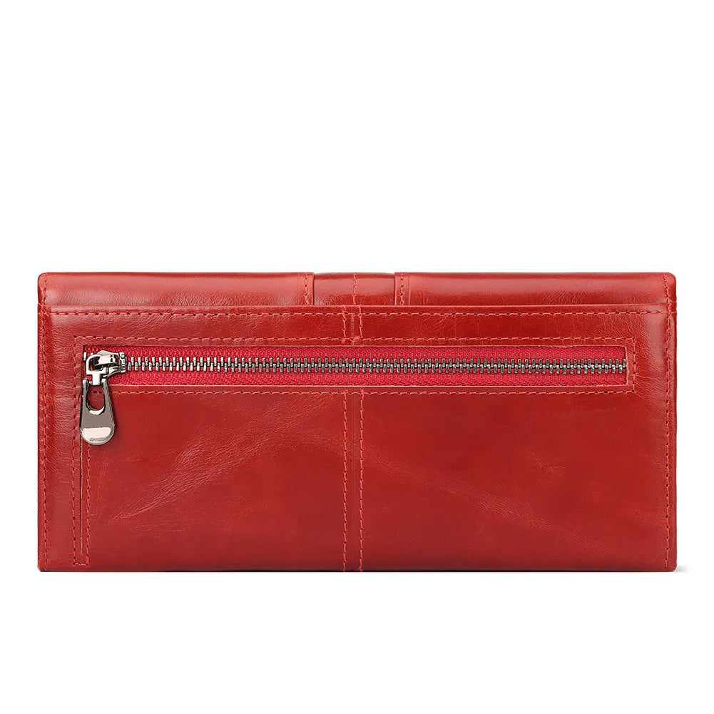 Genuine Leather RFID Blocking Clutch Wallet for Women