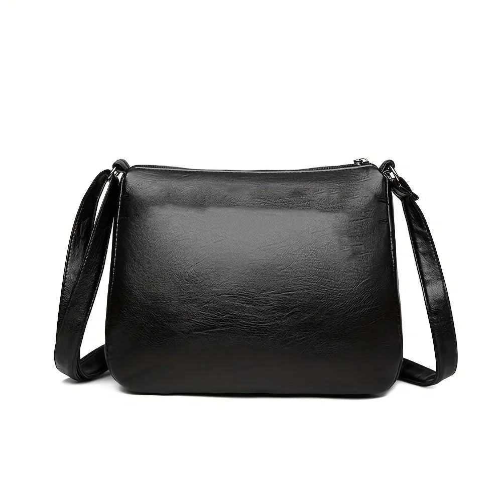 Large Capacity PU Leather Multi Pocket Crossbody Bag for Women