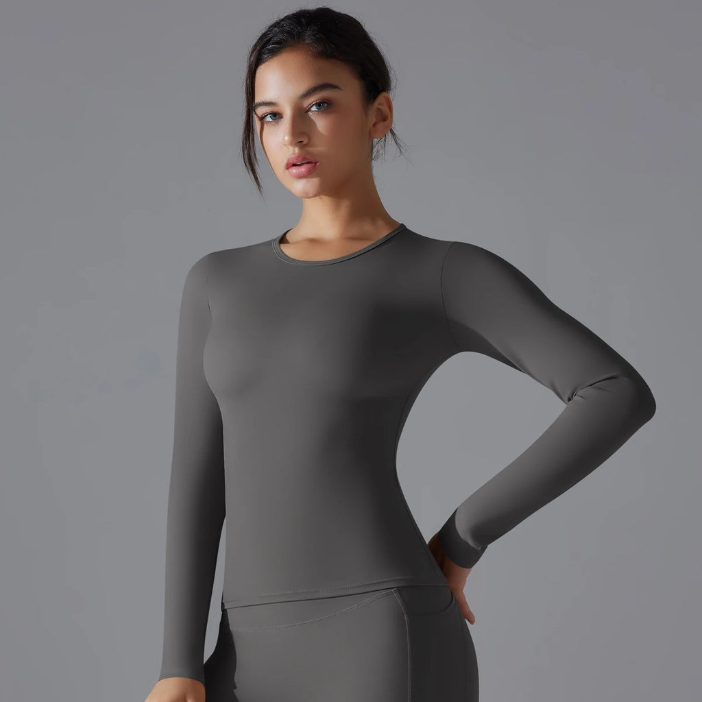 Women Long Sleeve Dry Fit Breathable Fitness Top