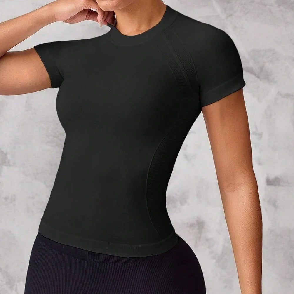 Women Short Sleeve Quick Dry Sports Top for Running and Yoga