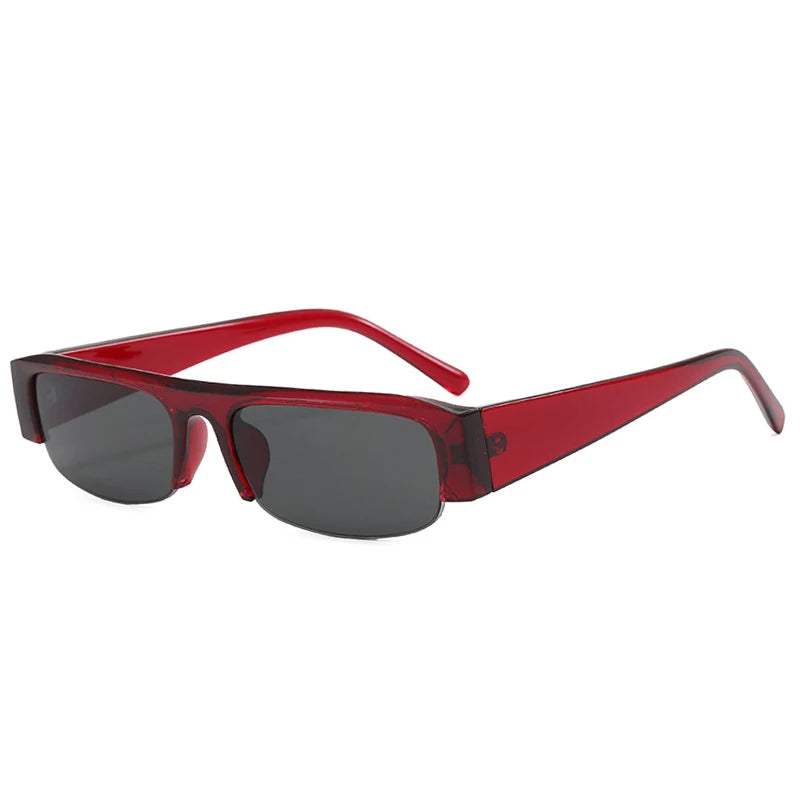 Women Small Rectangle Half Frame UV400 Sunglasses