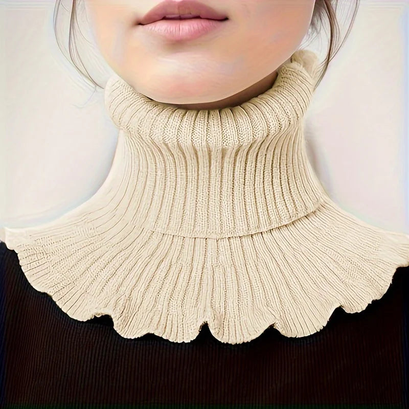 Women Knitted Ruffle Neck Scarf Warm Fashion
