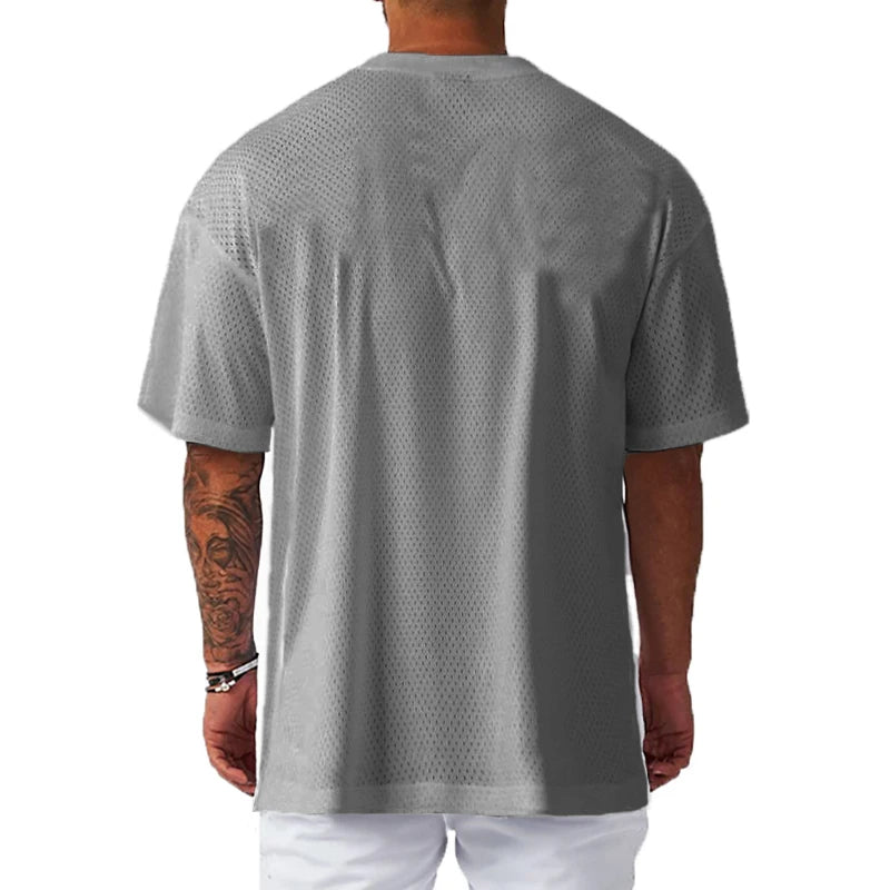 Men Oversized Mesh Gym Sports T Shirt