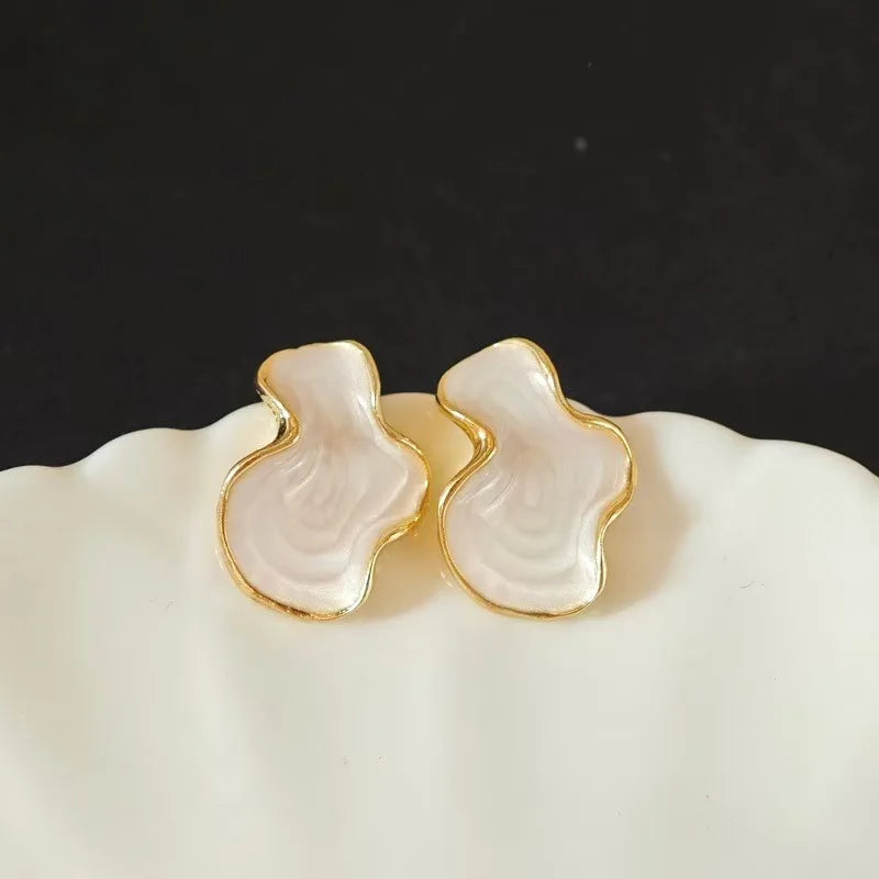 Women Abstract Cloud Color Stud Earrings Minimal Fashion Jewelry