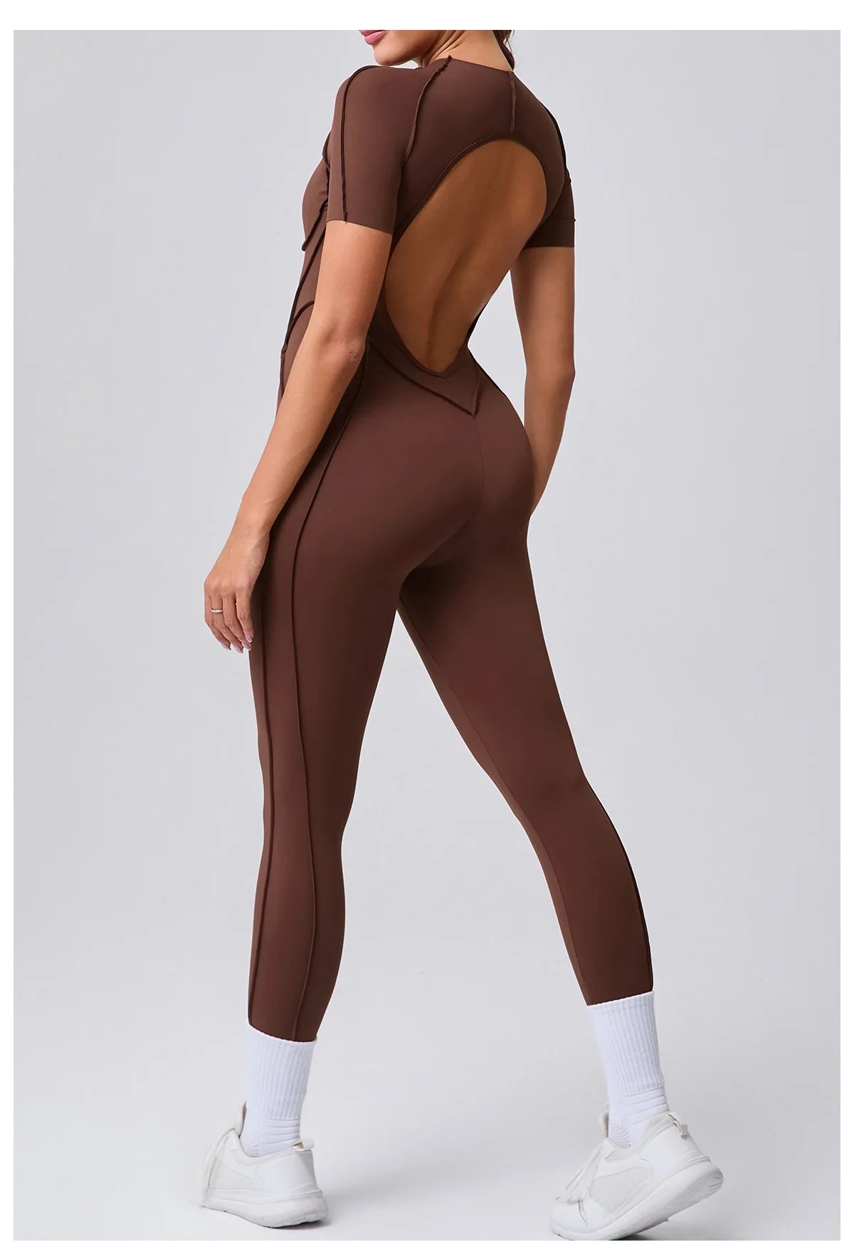 Women Open Back Yoga Jumpsuit Fitness Bodysuit