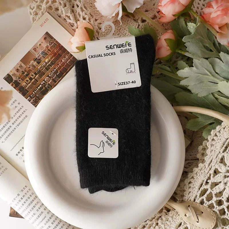 Wool Blend Thick Warm Mid Tube Socks for Women