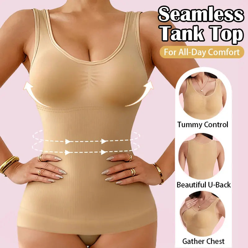 2-in-1 Padded Bra Tummy Control Shapewear Tank Top for Women