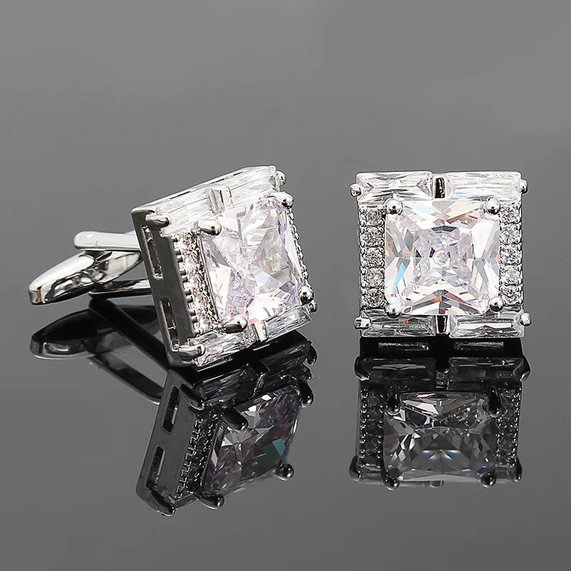 Men Luxury Crystal Diamond Cufflinks