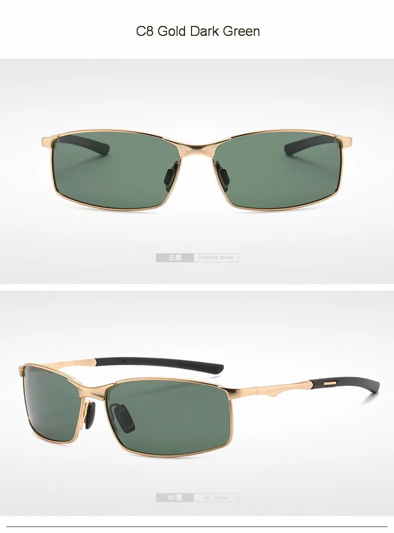 Men Polarized Rectangle Color Changing UV400 Sunglasses