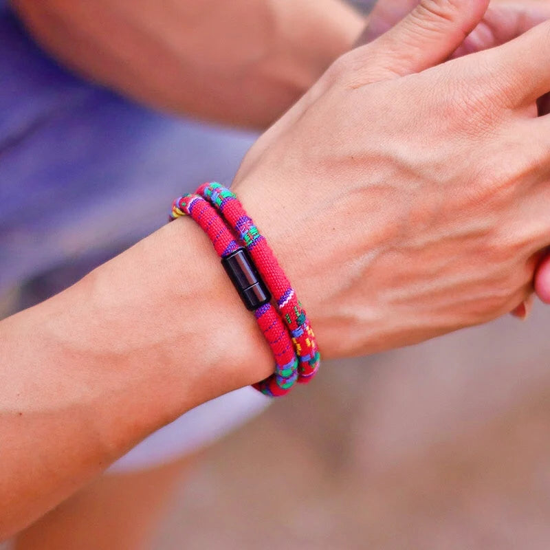 Men Bohemian Rope Magnetic Survival Bracelet