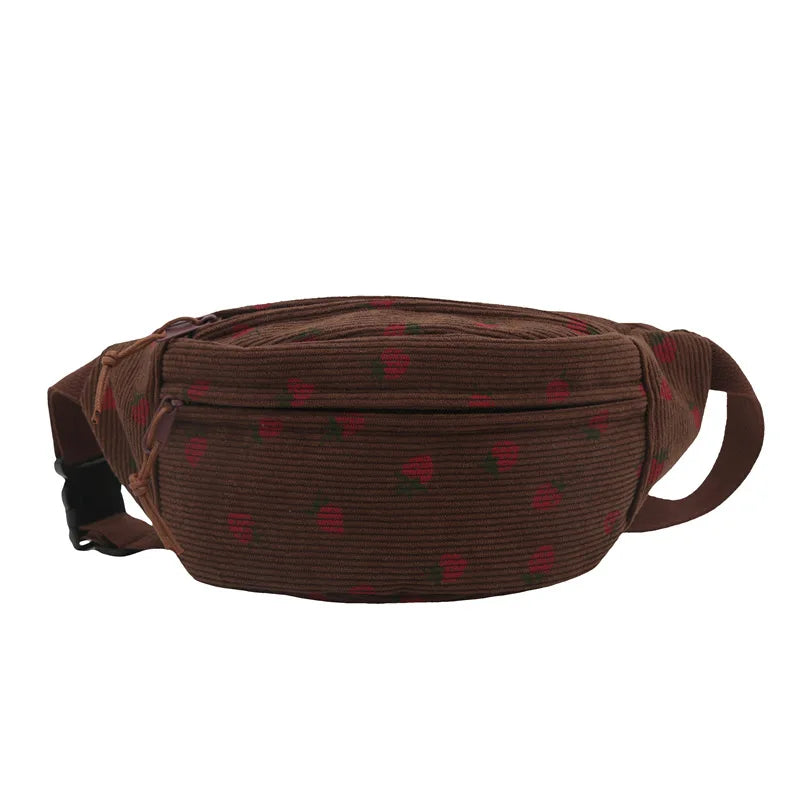 Corduroy Fashion Waist Chest Fanny Pack Bag for Women