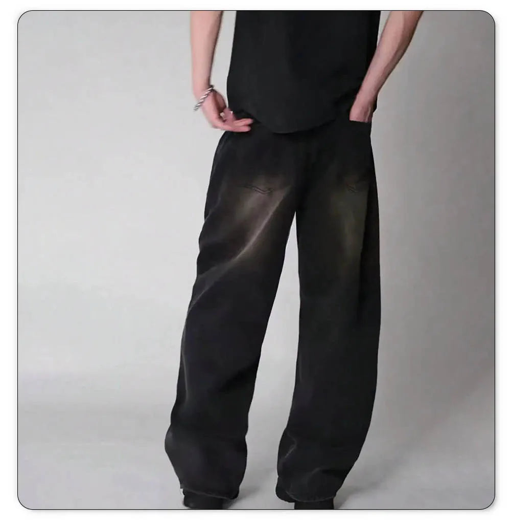 Men Korean Loose Wide Leg Jeans