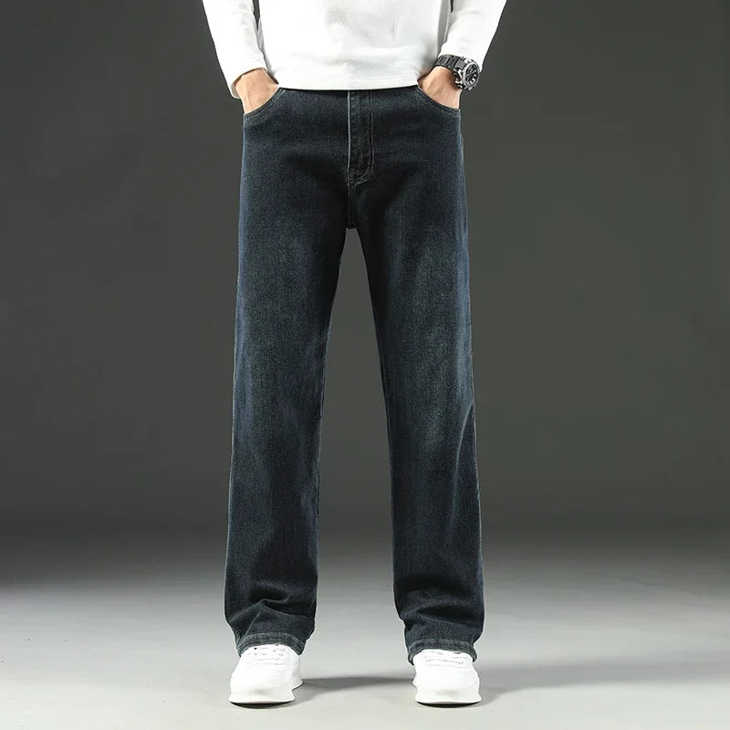Men Business Casual Wide Leg Jeans