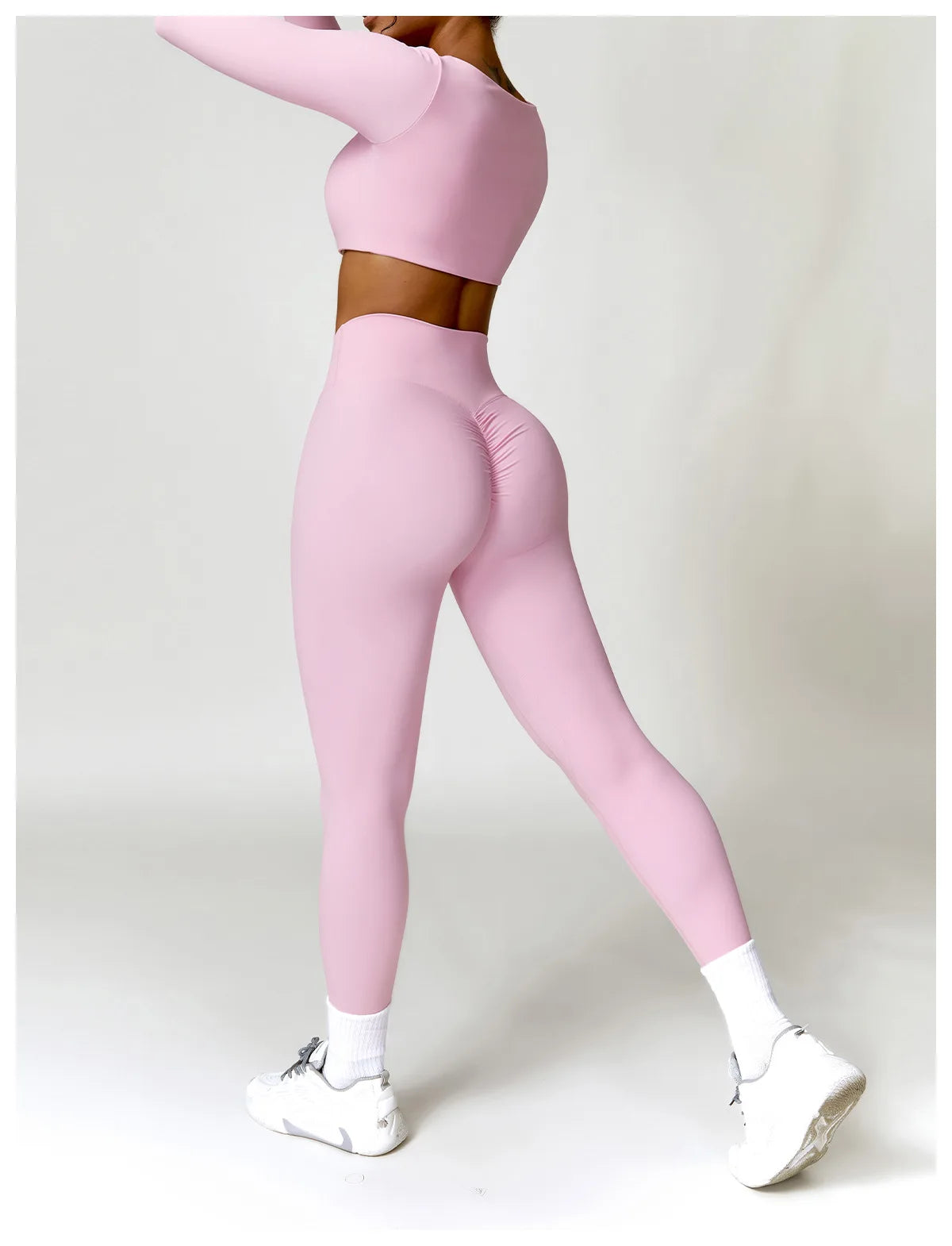 Women 2 Piece Yoga Set Long Sleeve Sports Top and Leggings