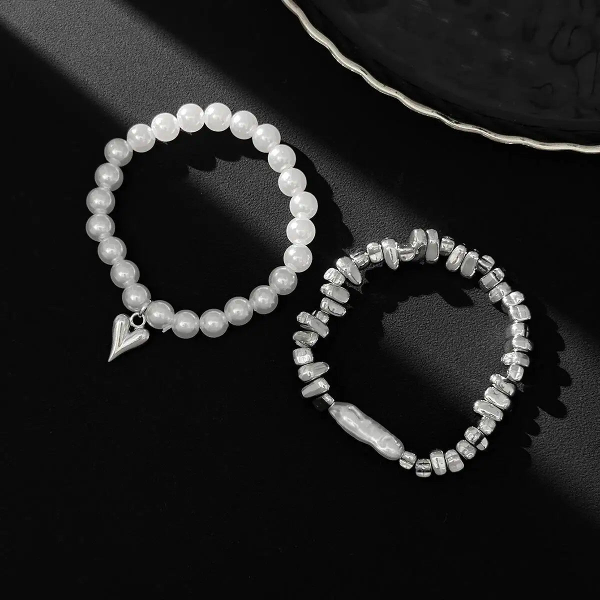 Women Pearl Heart Bohemian Bracelet Set Jewelry