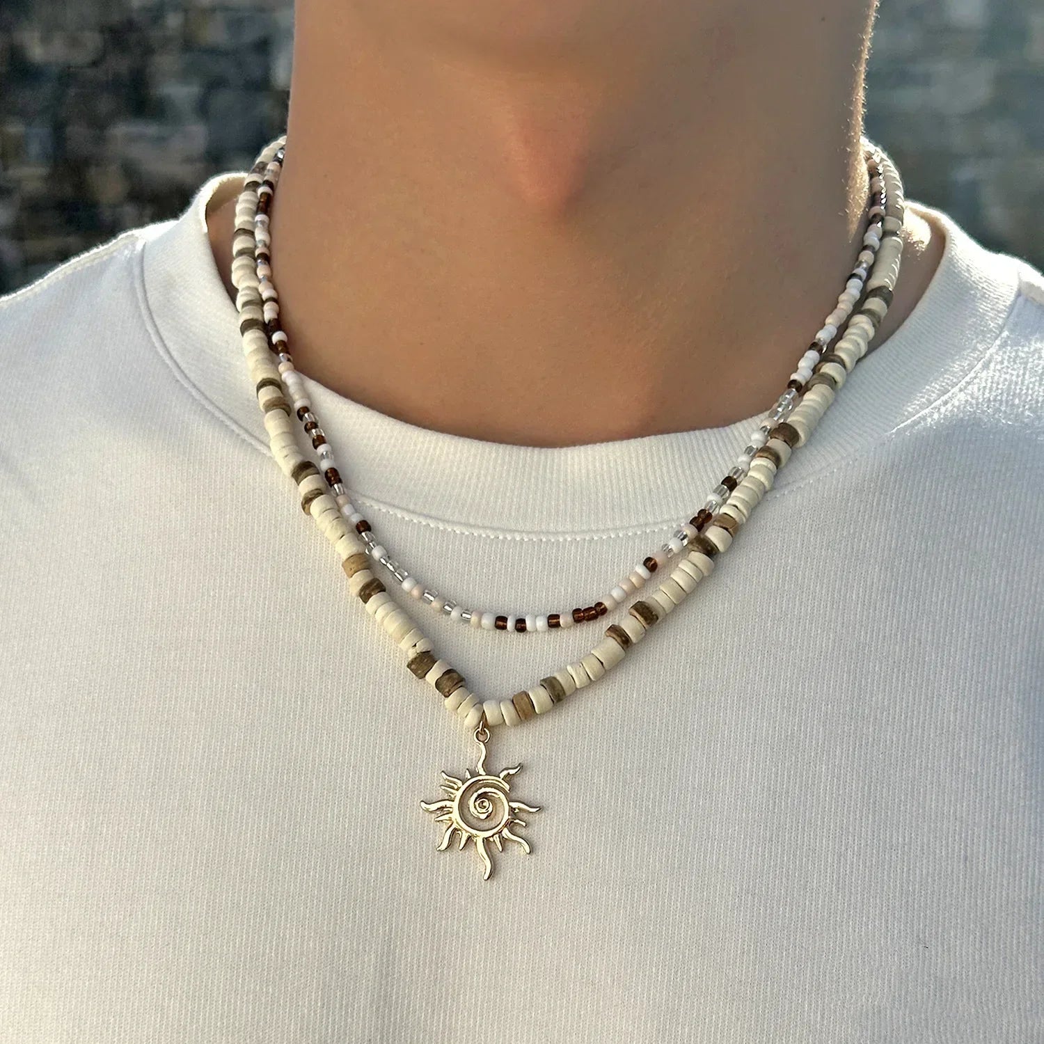 Women Dalmatian Beaded Pendant Necklace