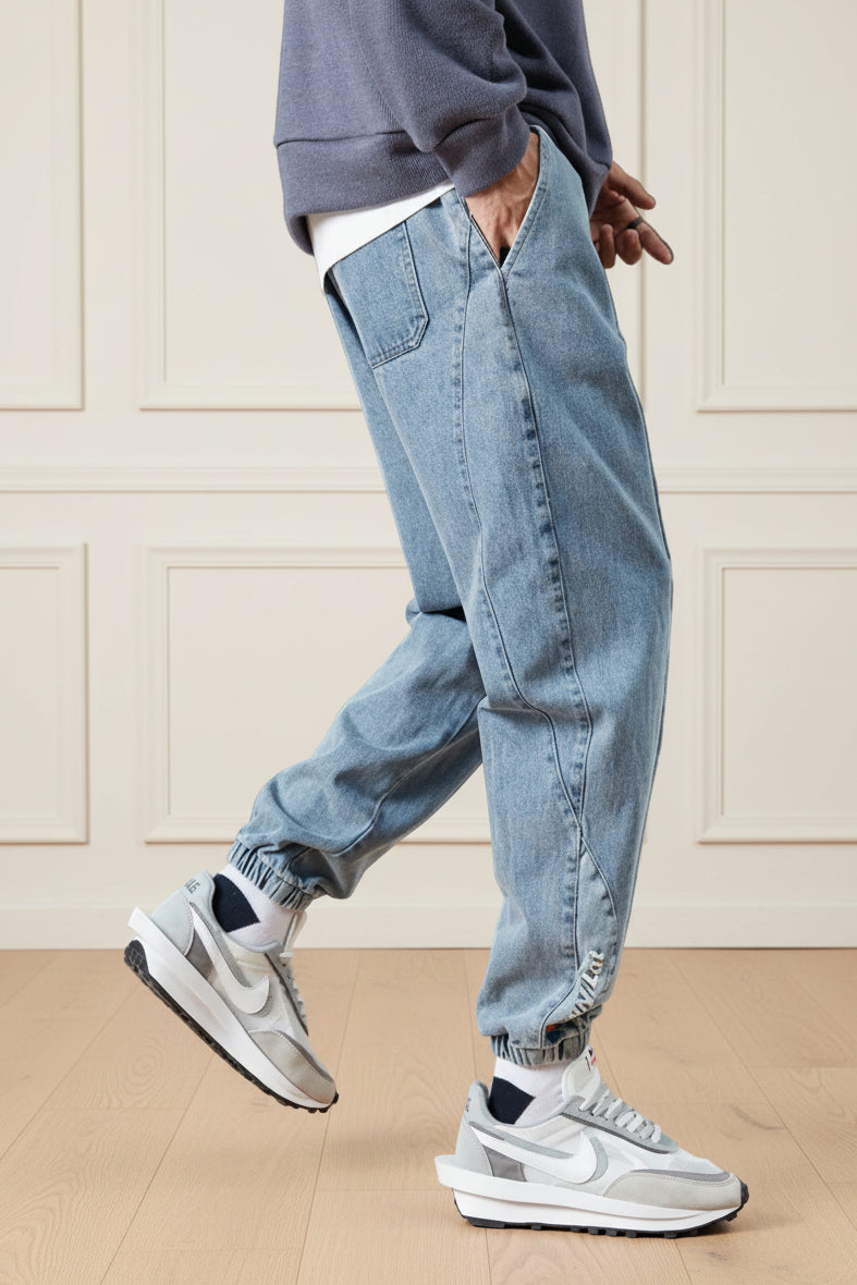 Men Plus Size Denim Cargo Jogger Jeans