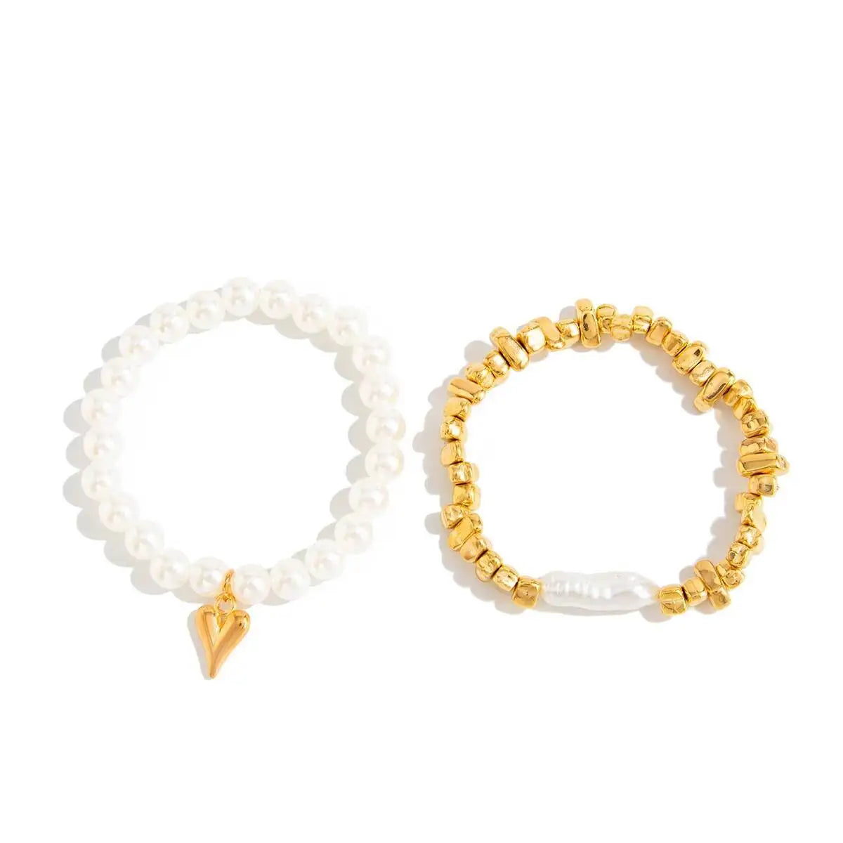 Women Pearl Heart Bohemian Bracelet Set Jewelry
