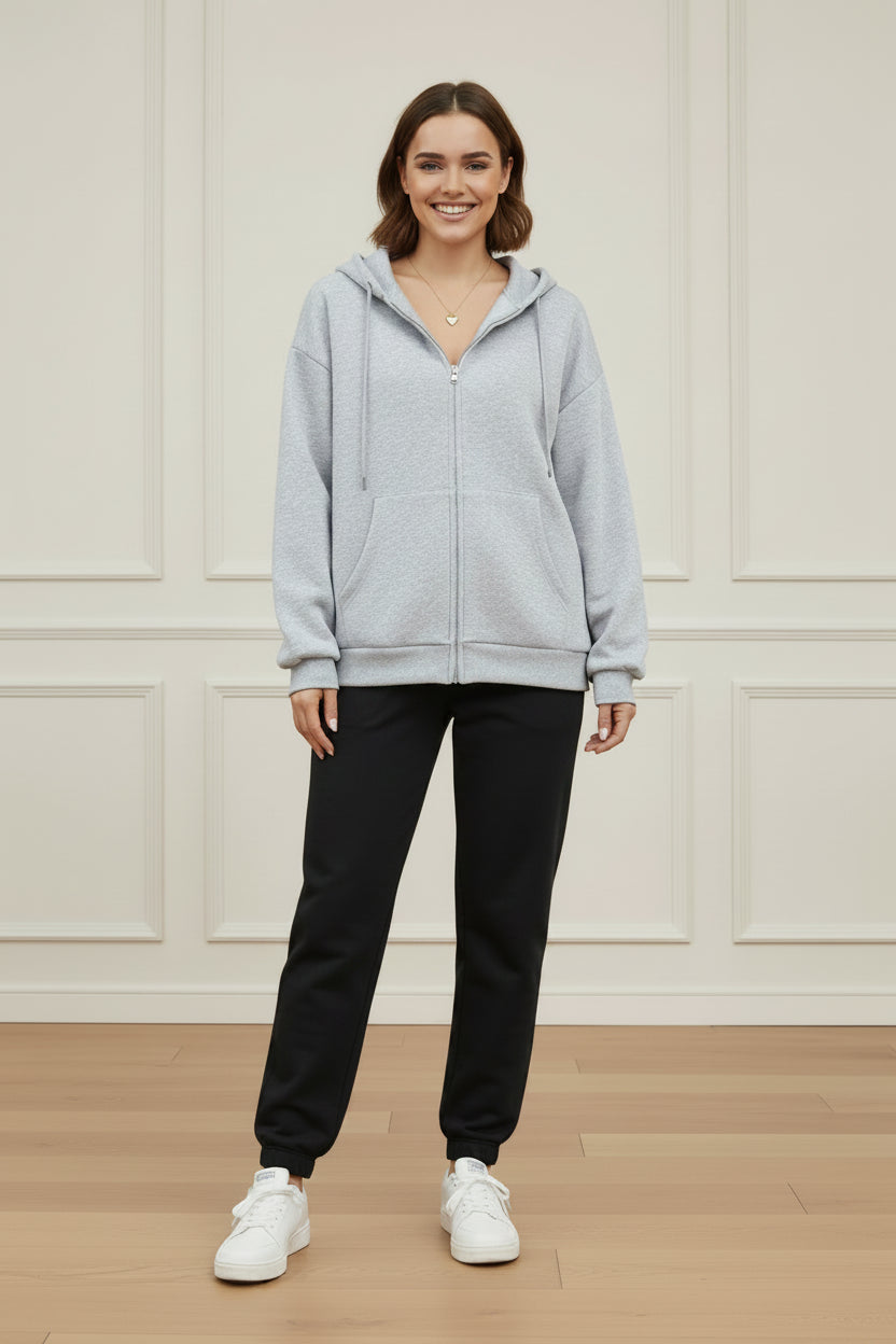 Women Fleece Zip Up Oversized Hoodie Sweatshirt