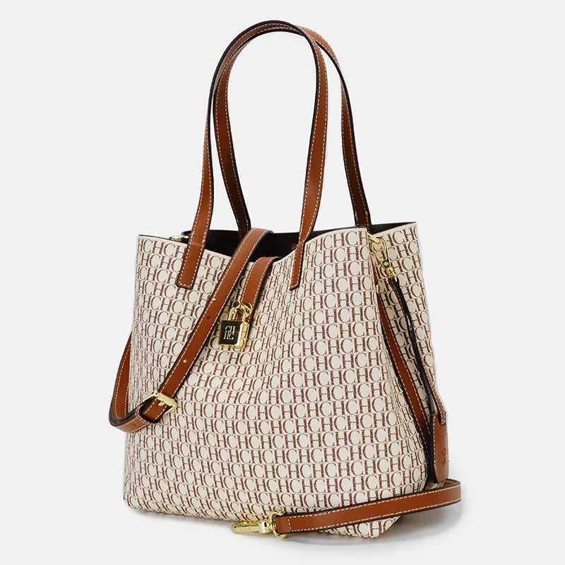 Large Capacity PU Crossbody Handbag with Letter Print for Women