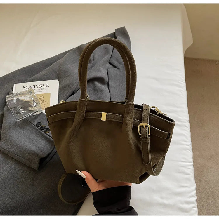 Matte Suede Large Capacity Tote Shoulder Bag for Women