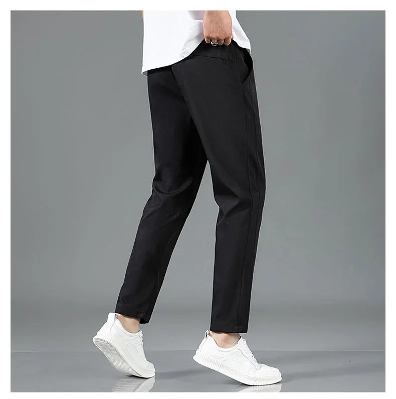Men Ice Silk Straight Leg Casual Pants Breathable Sweatpants