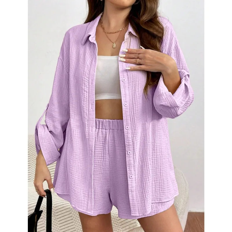 Women Casual 2 Piece Set Loose Top and Shorts Summer Outfit