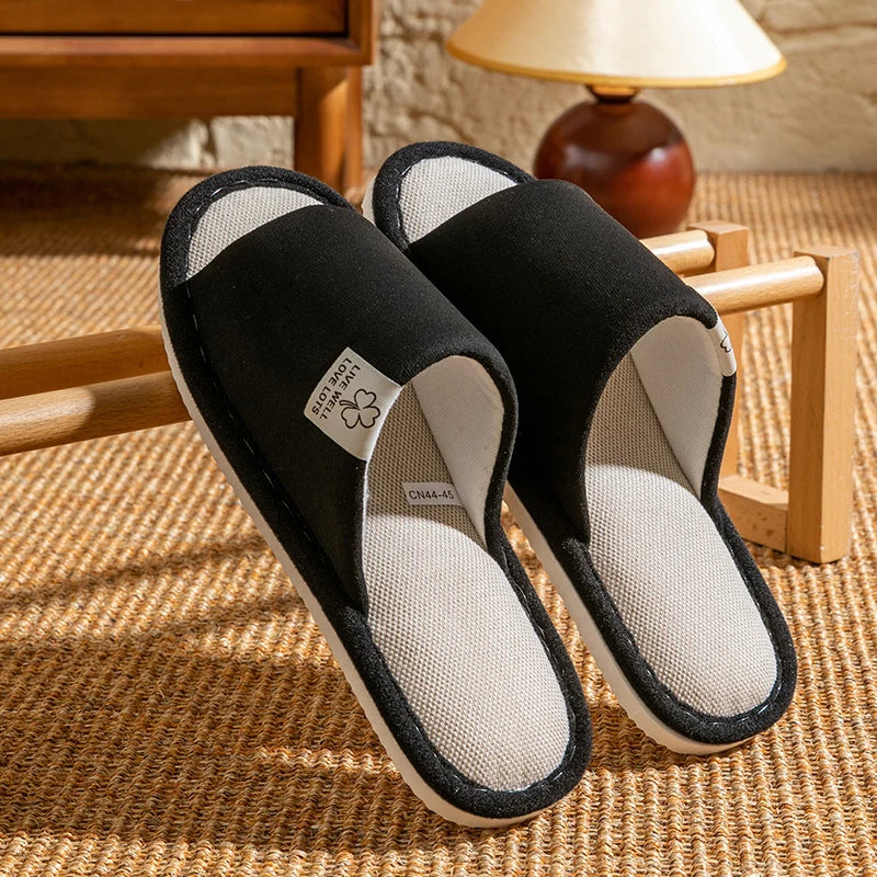Men Linen Indoor House Slippers