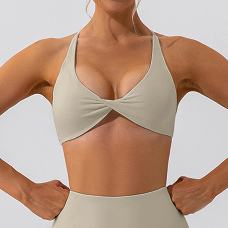 Women Crease Sports Bra Breathable Yoga Fitness Top