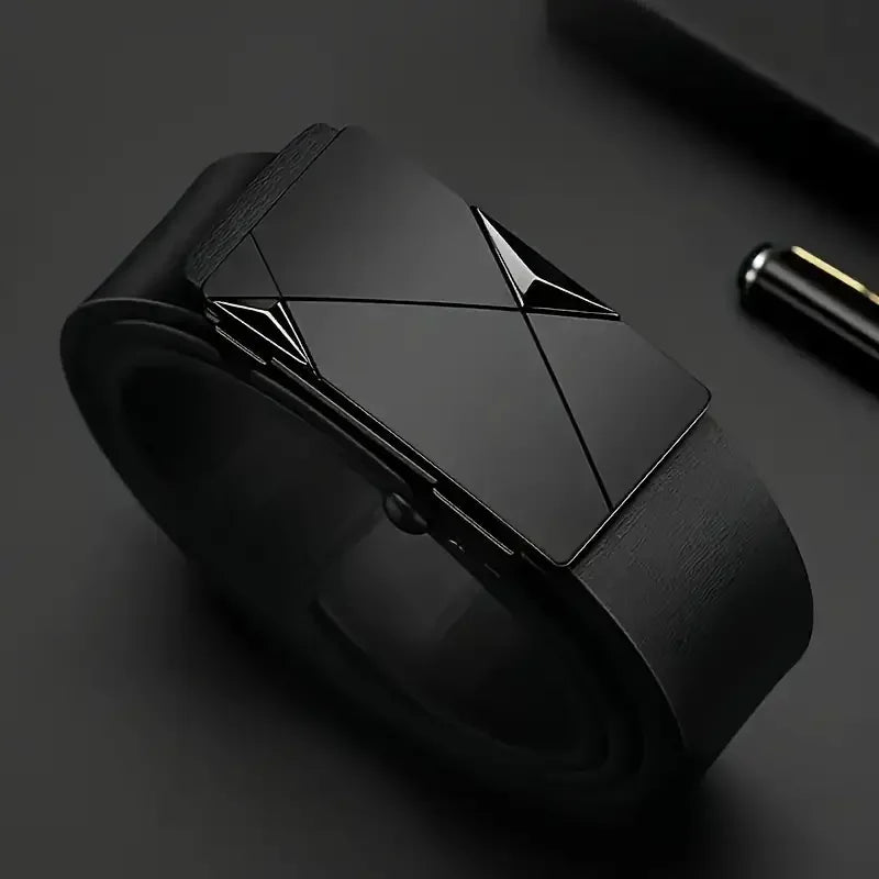 Men Genuine Leather Automatic Buckle Belt