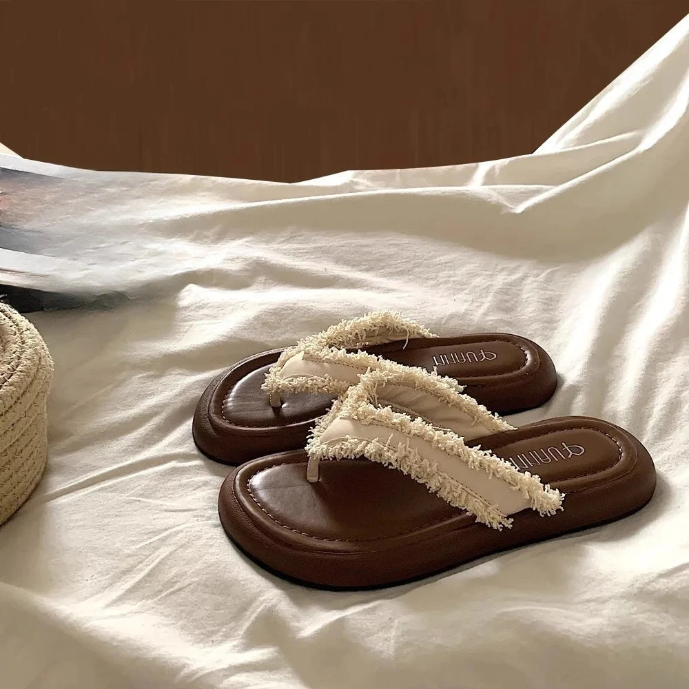 Women Open Toe Flat Beach Sandals
