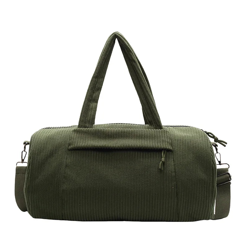 Large Capacity Corduroy Travel Duffle Shoulder Bag for Women