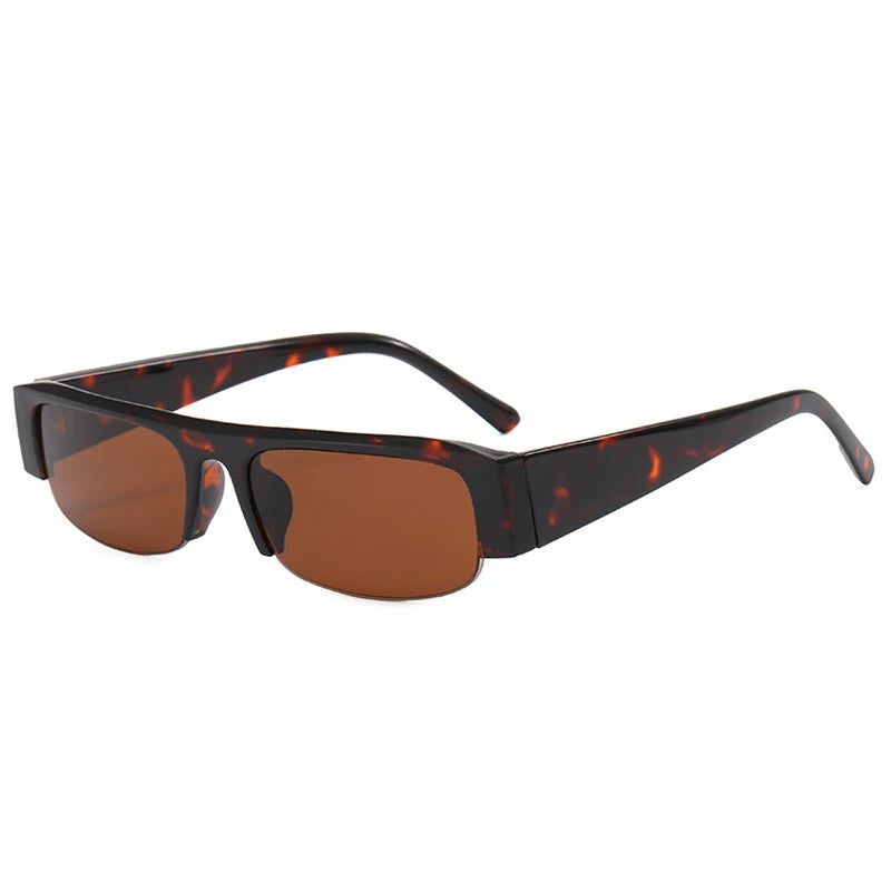Women Small Rectangle Half Frame UV400 Sunglasses