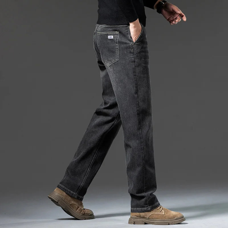 Men Retro Washed Straight Leg Jeans