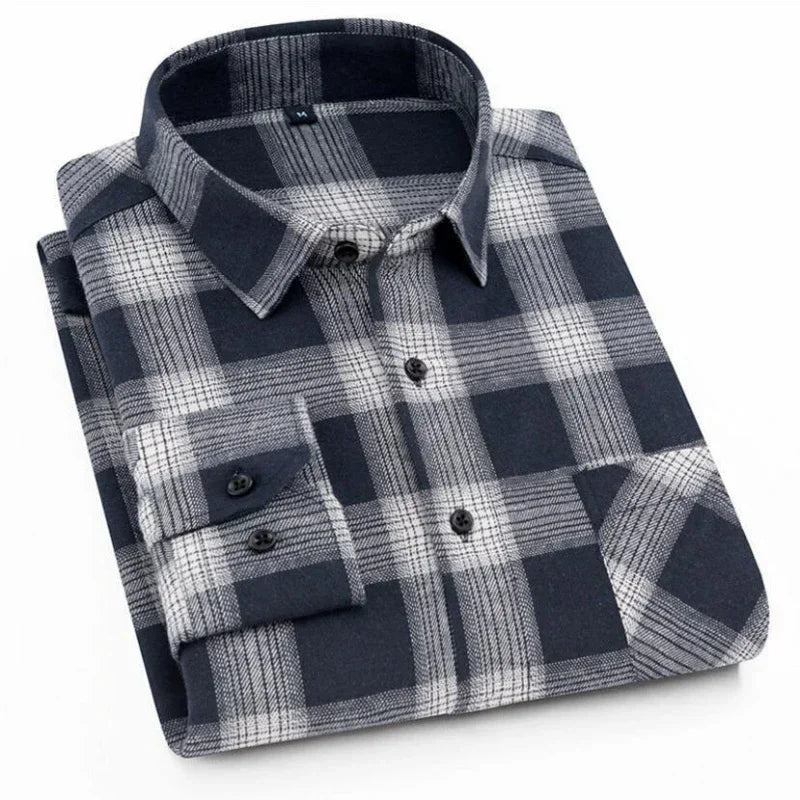 Men’s Cotton Plaid Long Sleeve Shirt