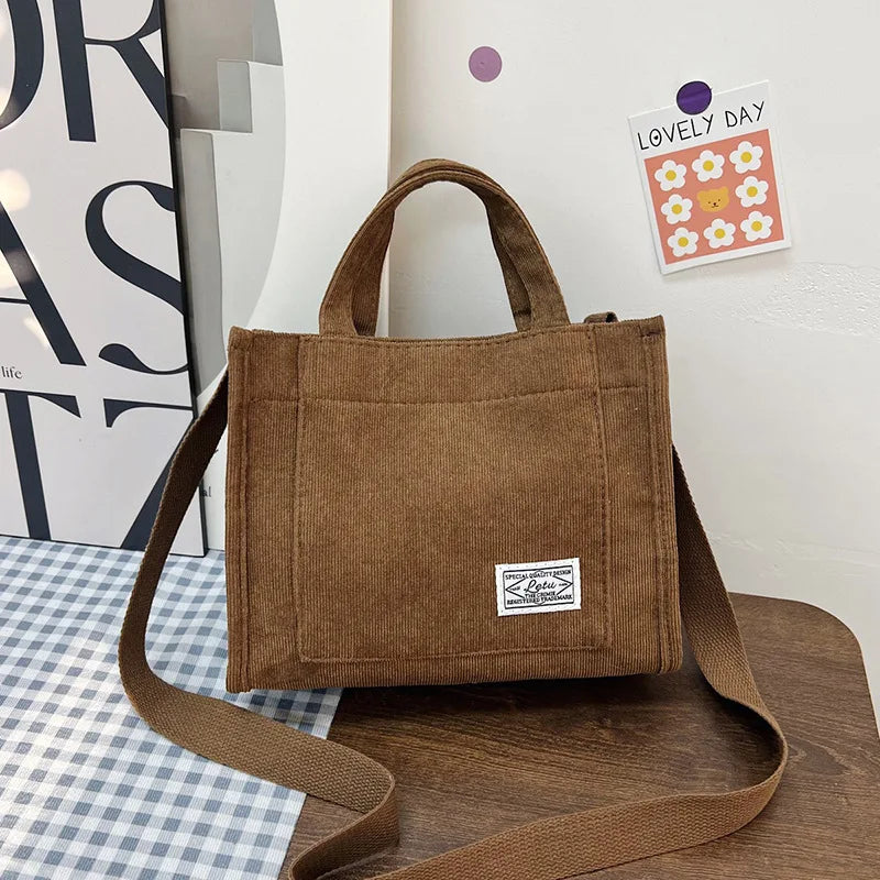 Corduroy Crossbody Tote Bag for Women