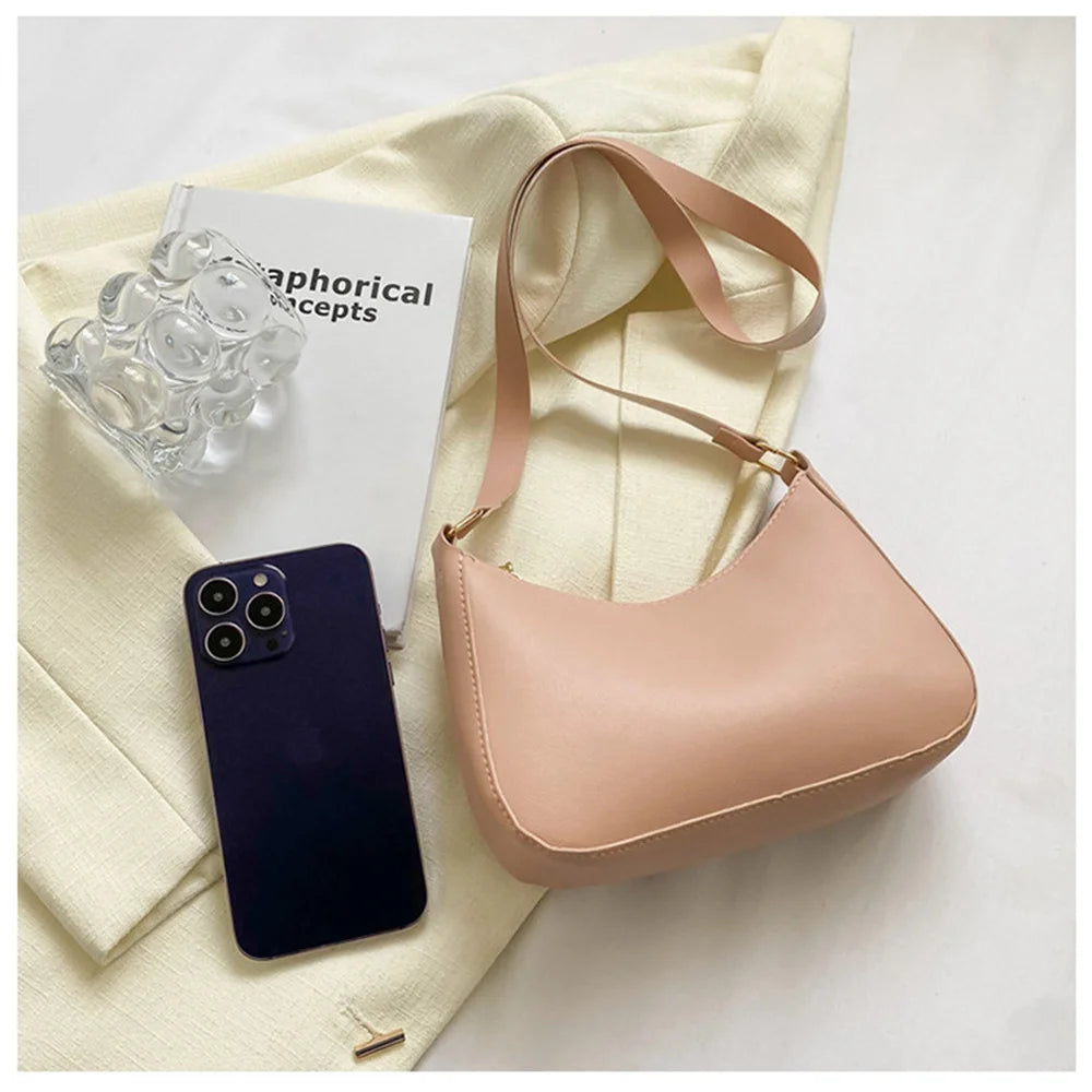 Shoulder Bags WOMEN'S Bag Underarm Bag  Handbags Retro Solid Color PU Leather Shoulder Underarm Bags Casual Women Hobos Handbags