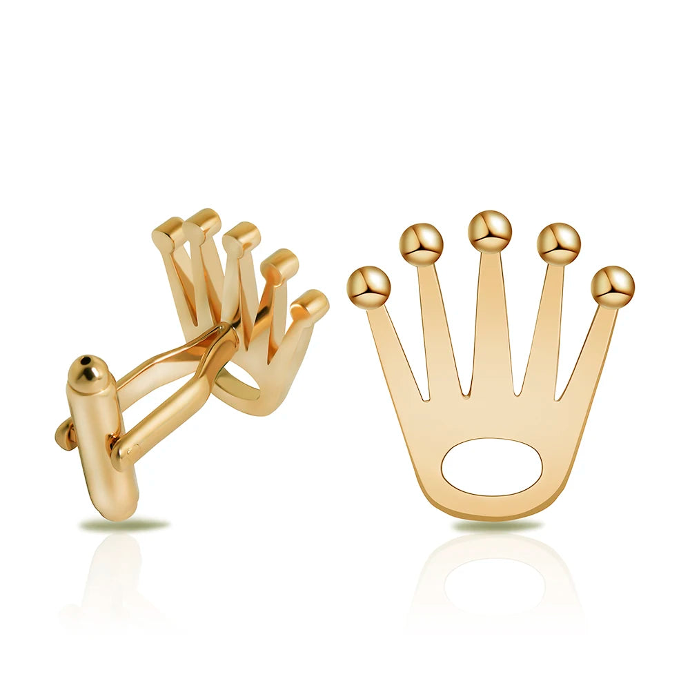Men Crown Brass Cufflinks Modern Jewelry