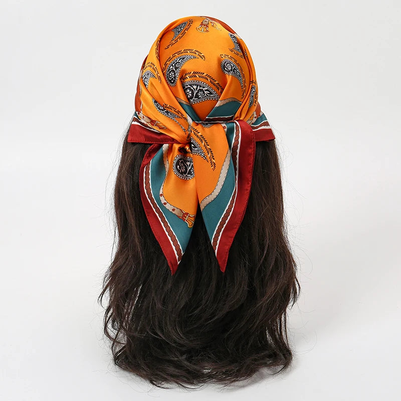 Women Floral Silk Square Hijab Scarf Fashion Shawl