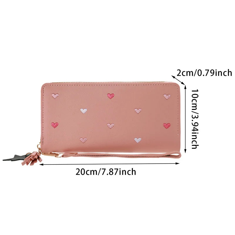 Luxury Heart Design Long Wrist Wallet for Women