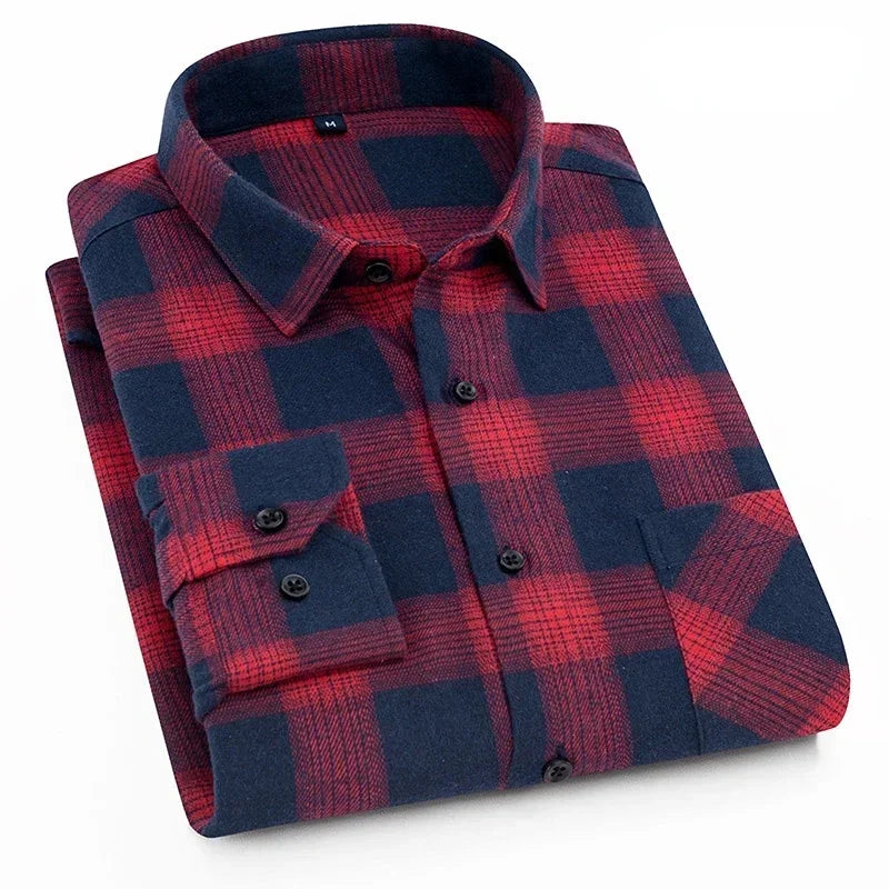 Men’s Cotton Plaid Long Sleeve Shirt