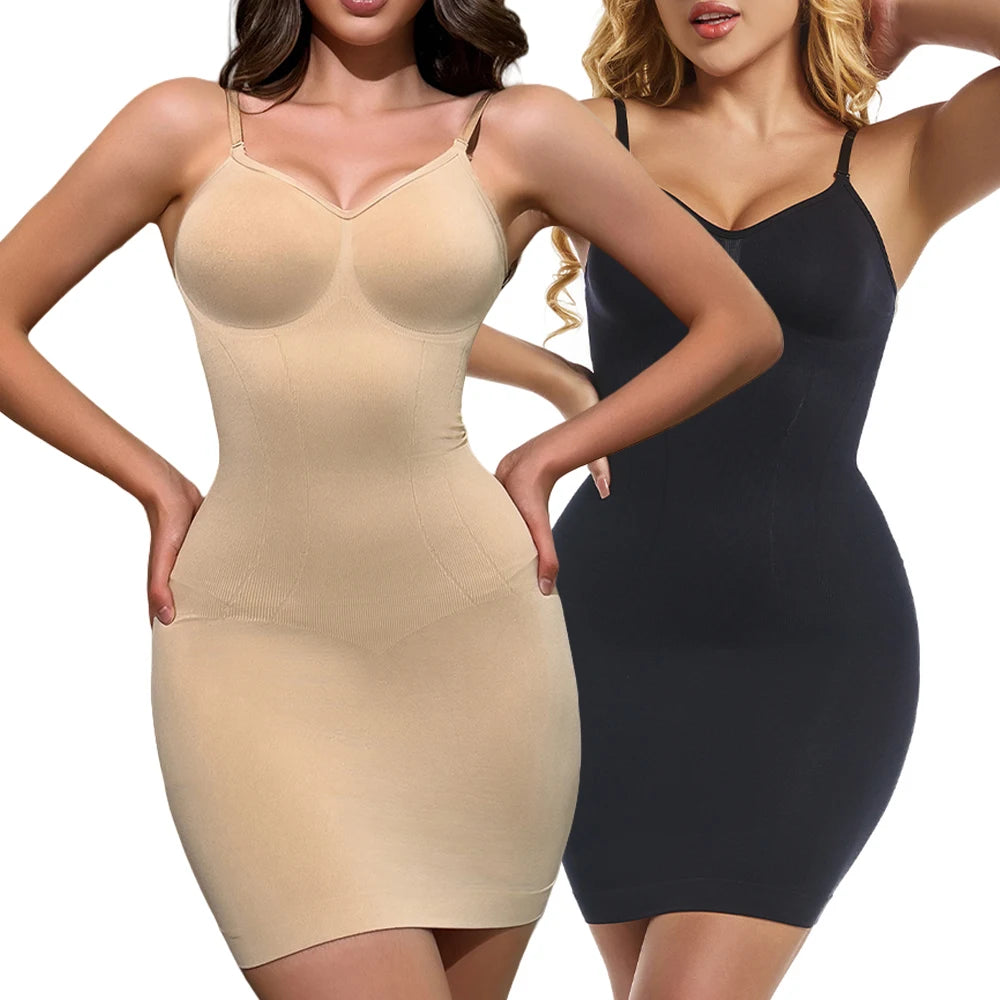 V Neck Tummy Control Shapewear Slip Dress for Women