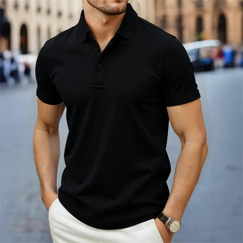 Men Simple Summer Collared Polo Shirt